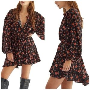 Free People Flower Fields Mini Dress Size XS Dark Combo Floral Print Boho